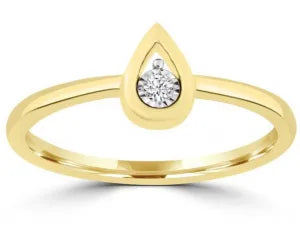 9CT Y/G 0.03CT TEARDROP DIAMOND RING - SIZE P