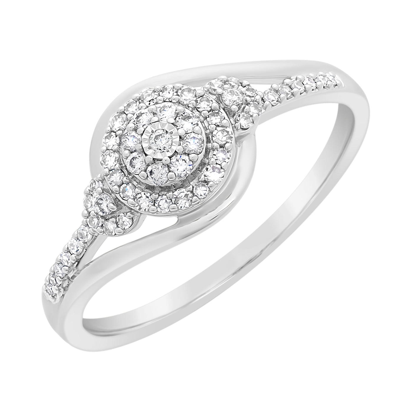 9ct W/G 0.18ct Diamond Ring - Size O
