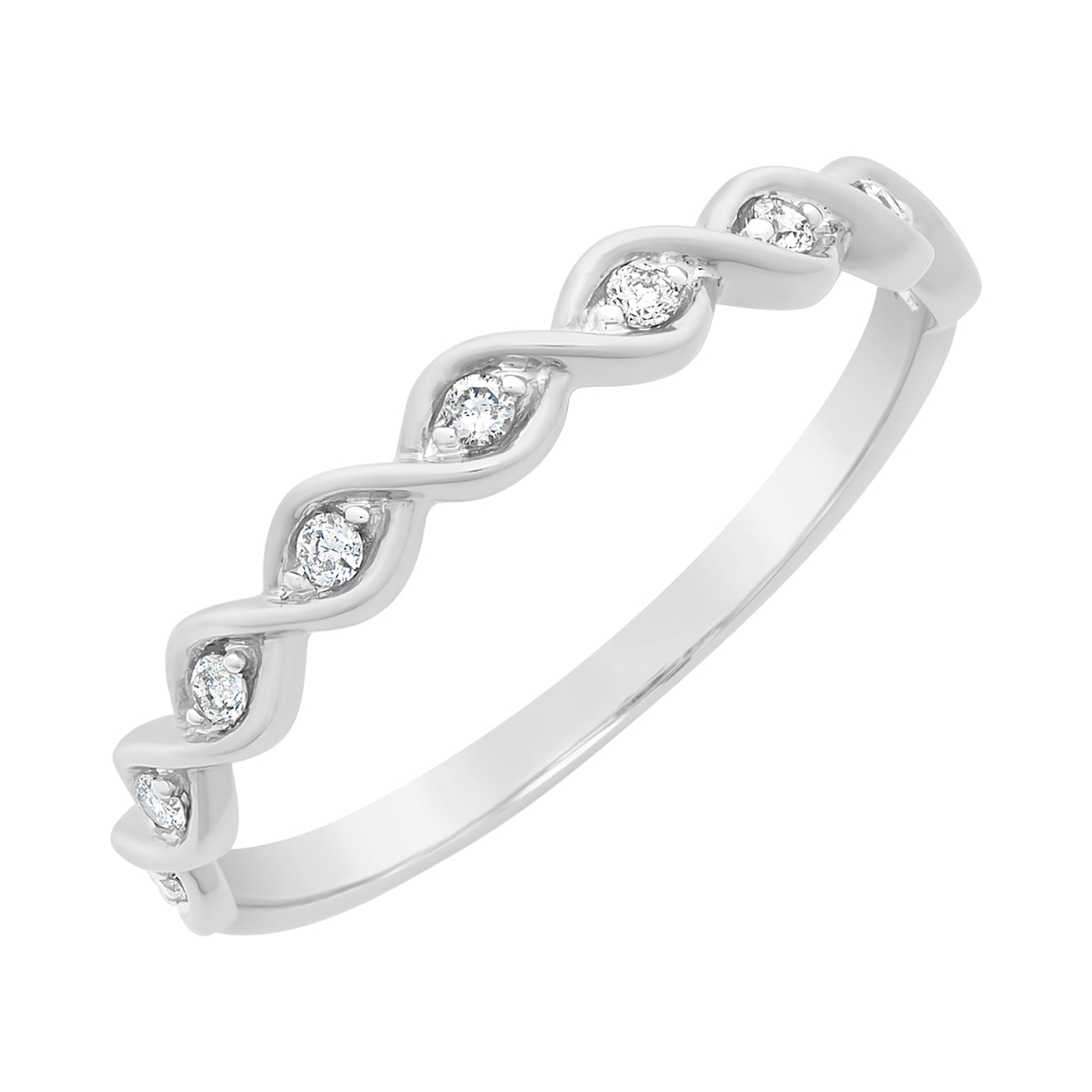 9ct W/G 0.09ct Diamond Ring - Size O