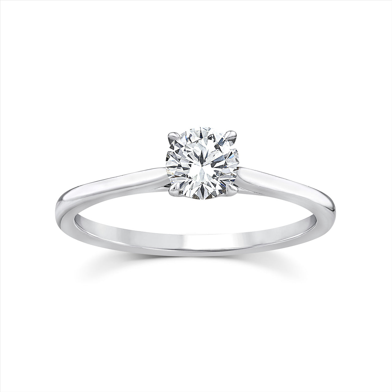 9ct W/G 0.50ct Lab Grown Diamond 4 Claw Ring - Size N
