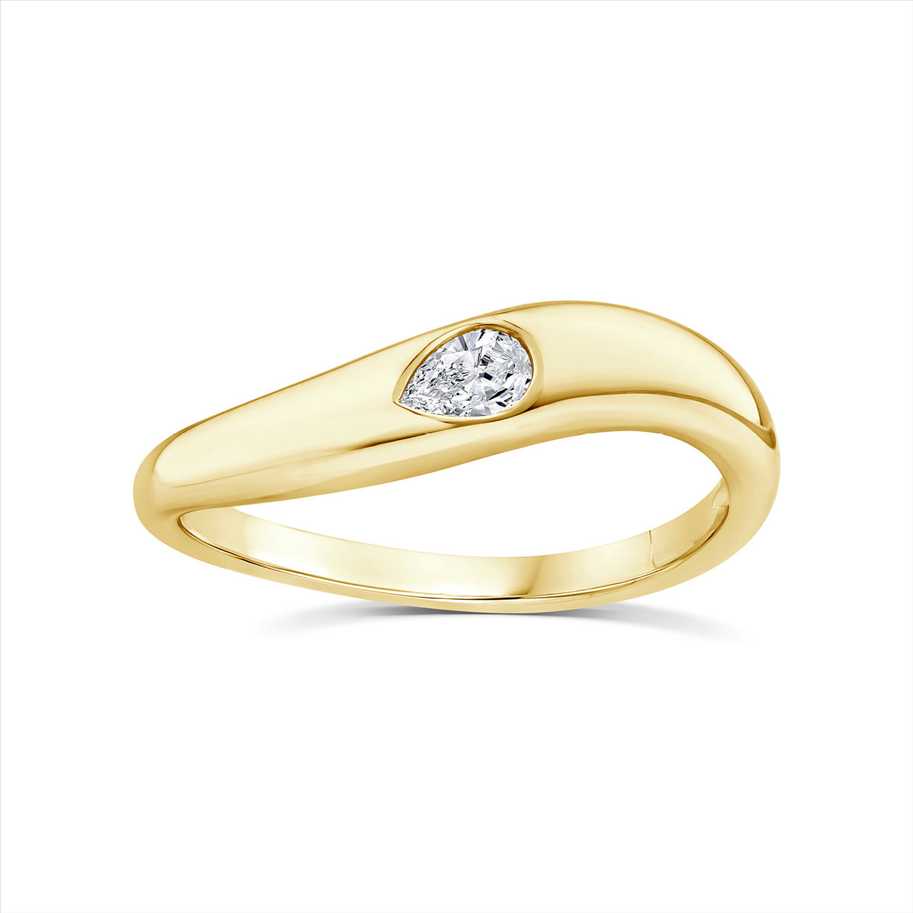 9ct Y/G 0.12ct Lab Grown Diamond Wave Ring - Size P
