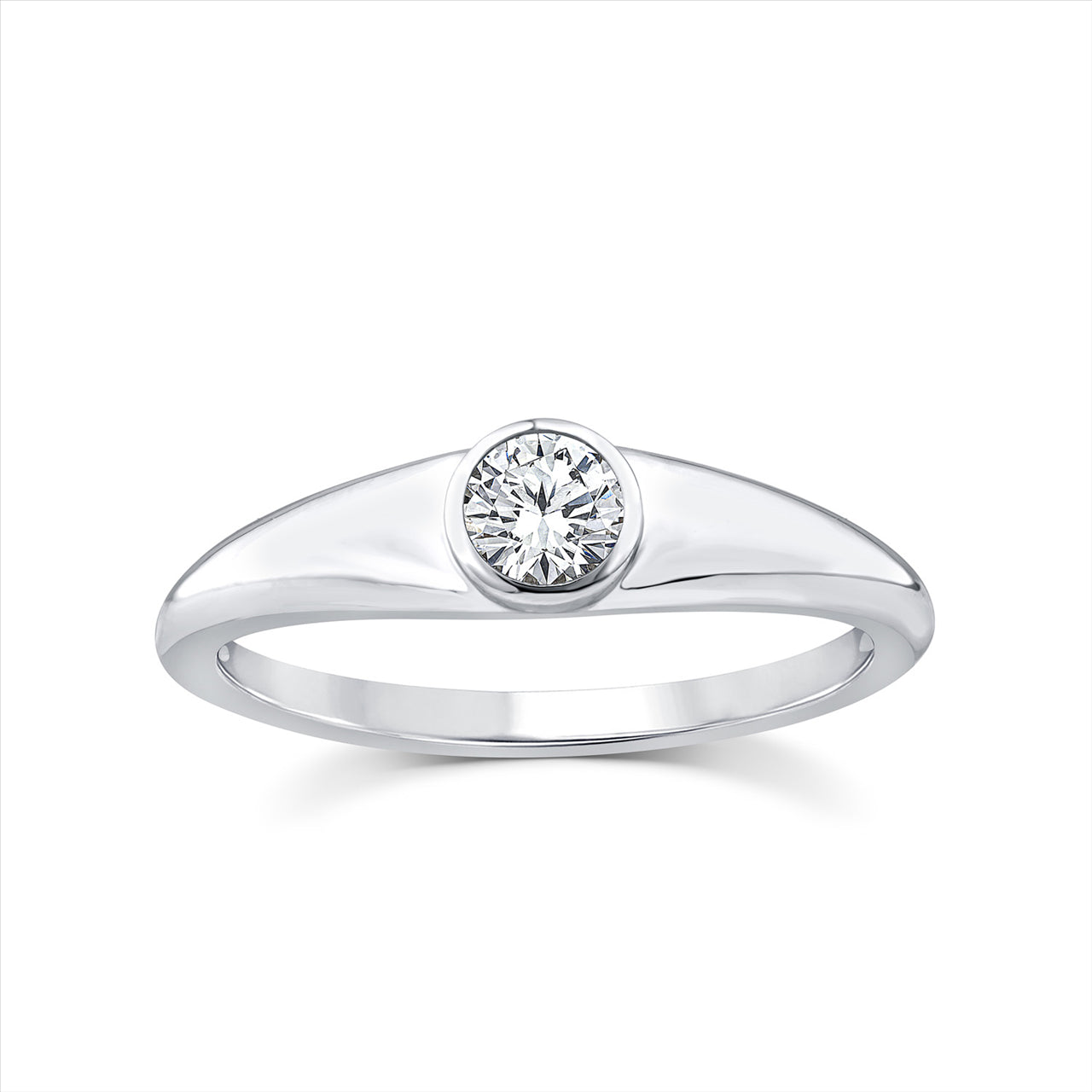 9ct W/G 0.25ct Lab Grown Diamond Round Ring - Size P
