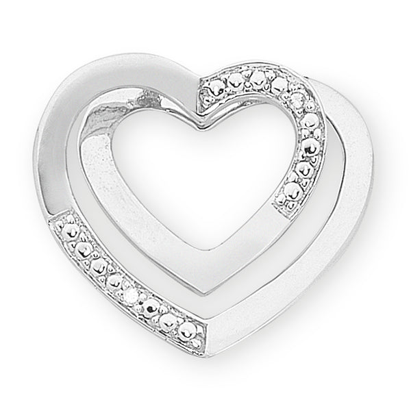9CT W/G DIAMOND HEART PENDANT