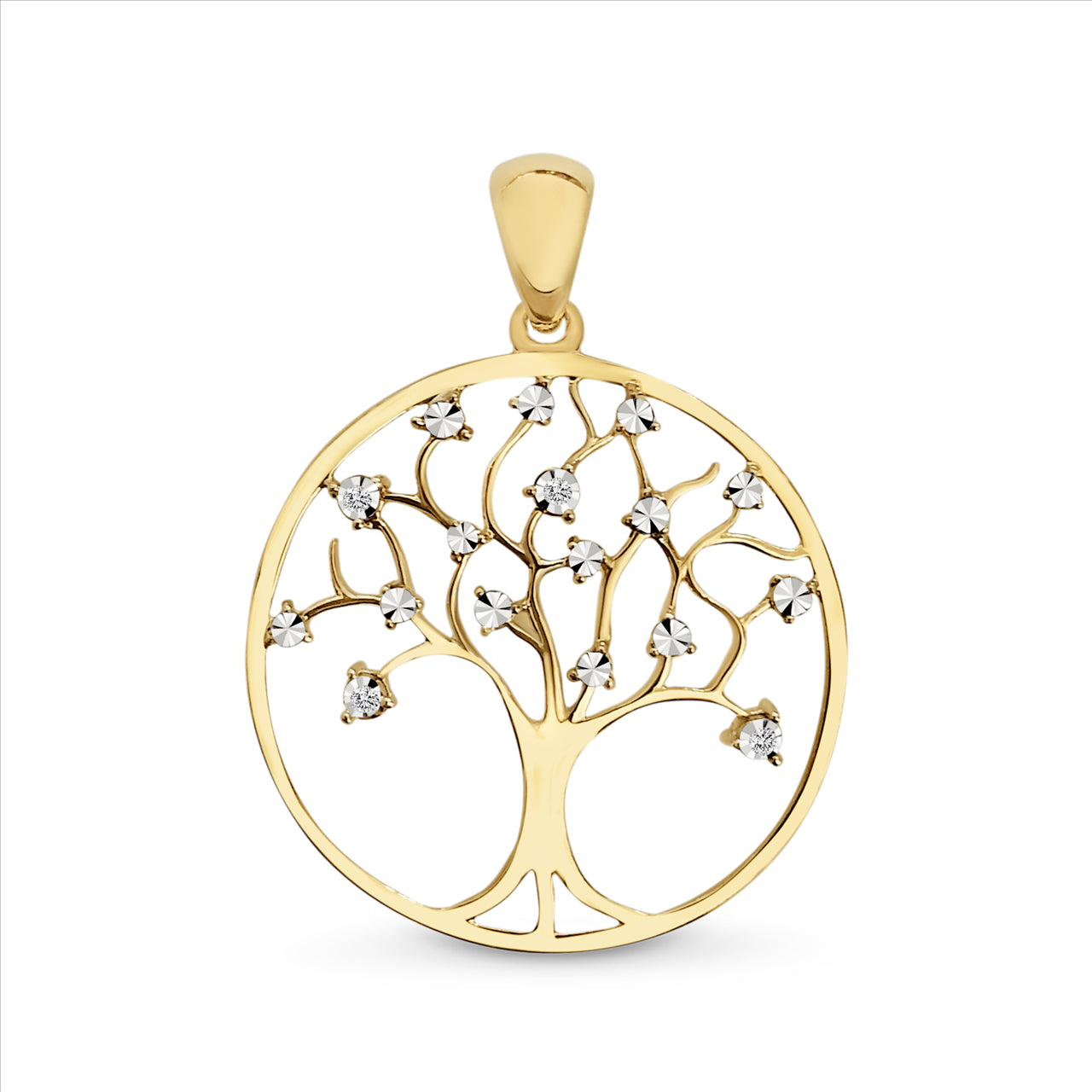 9CT Y/G DIAMOND TREE PENDANT