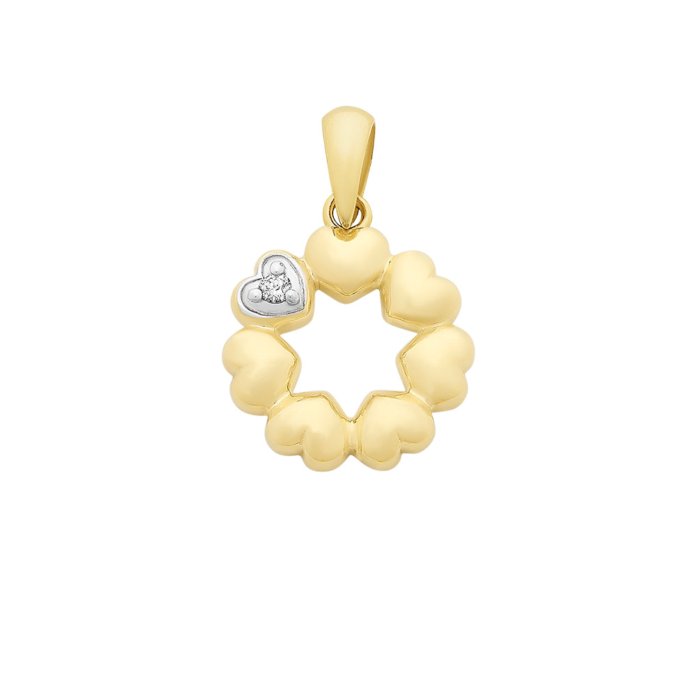 9CT Y/G DIAMOND HEART PENDANT