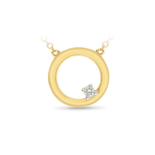 9CT Y/G DIAMOND CIRCLE PENDANT