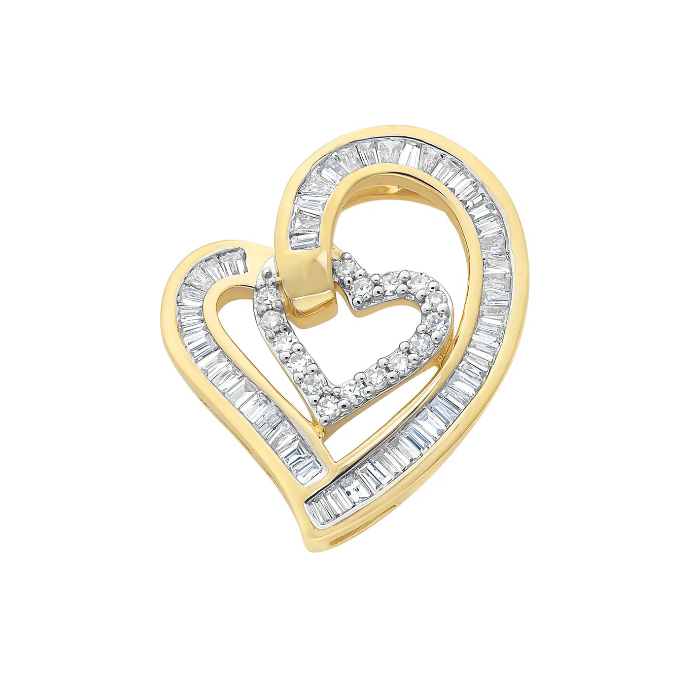 9CT Y/G DIAMOND HEART PENDANT
