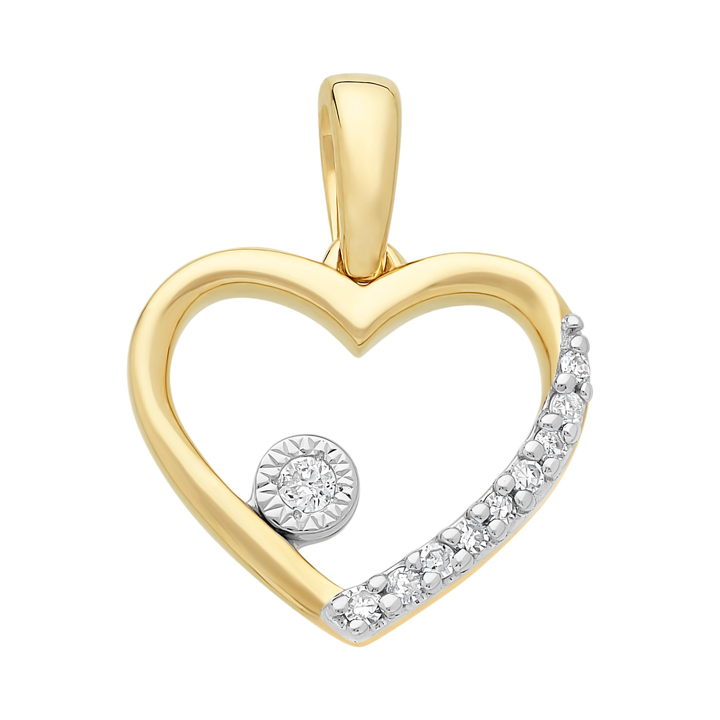 9ct Y/G Diamond Heart Pendant