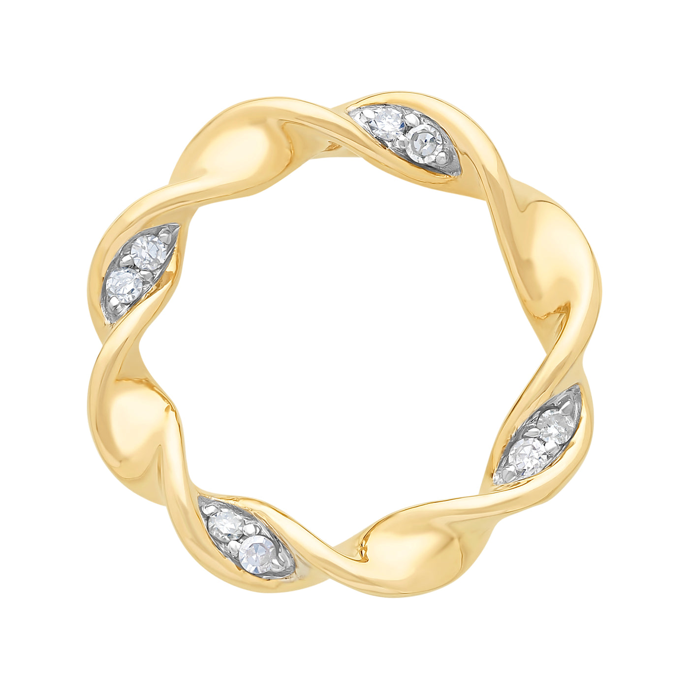 9ct Y/G 0.06ct Diamond Twist Circle Pendant