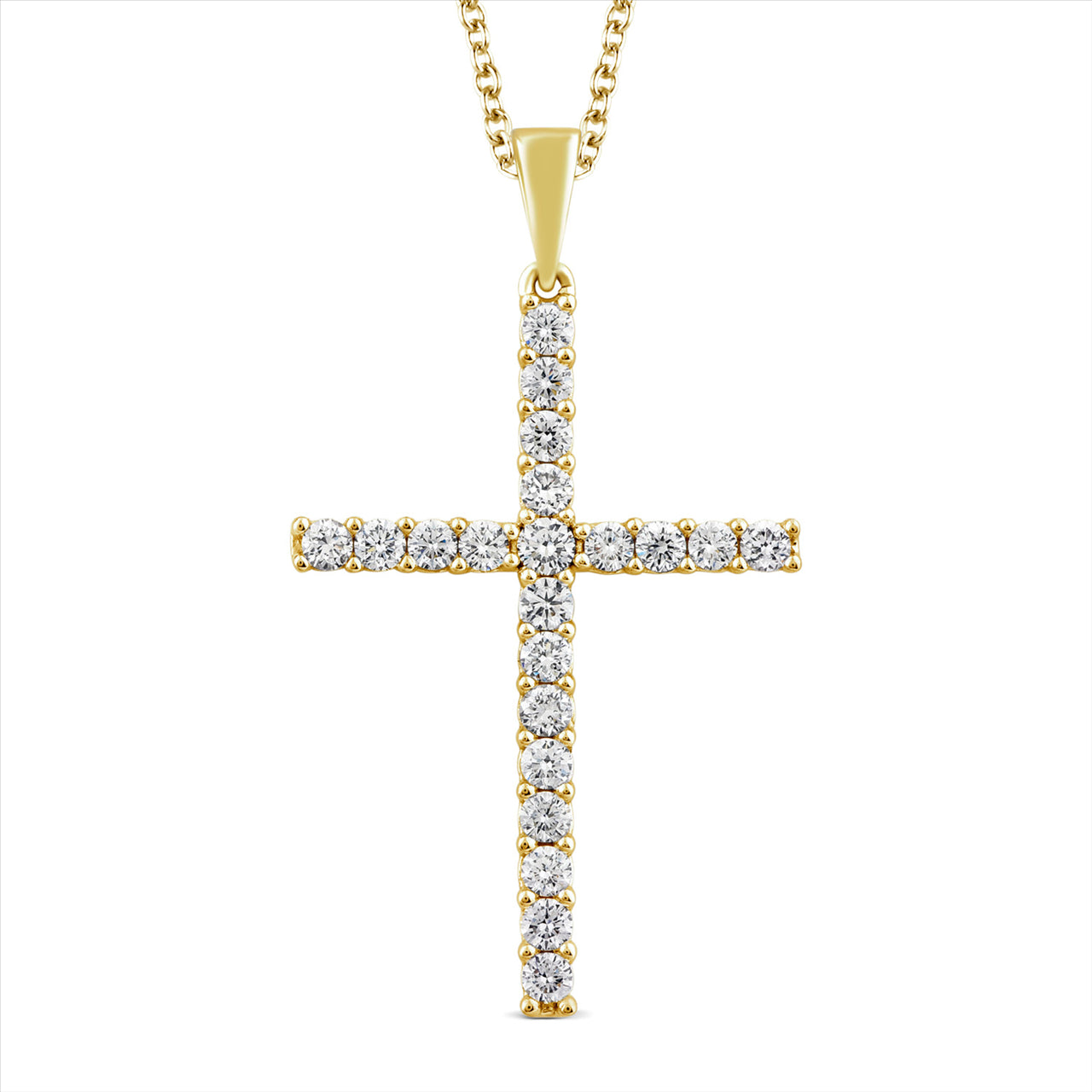 9ct Y/G 0.25ct Lab Grown Diamond Cross Necklace 40-45cm