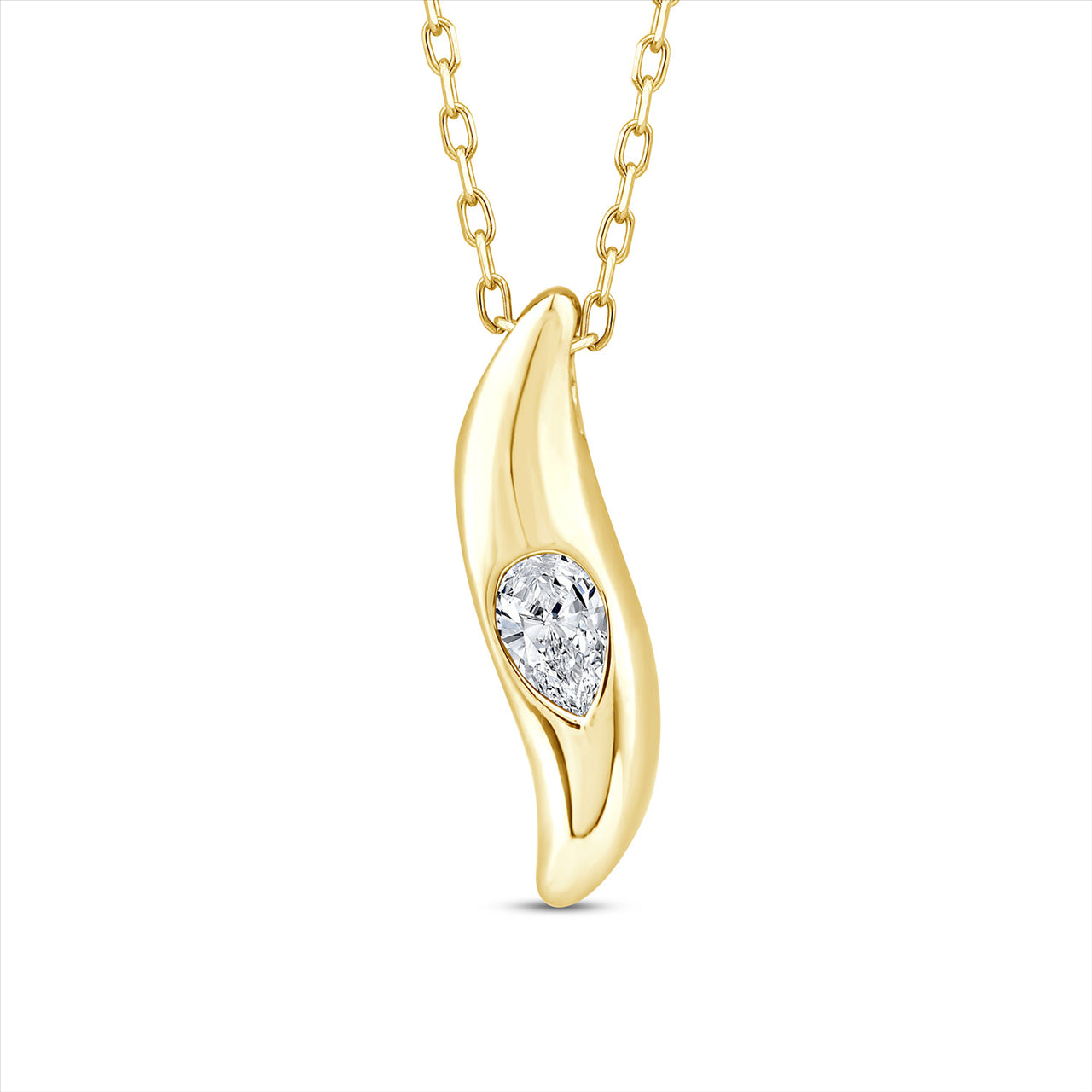 9ct Y/G 0.12ct Lab Grown Diamond Pear Necklace 40-45cm