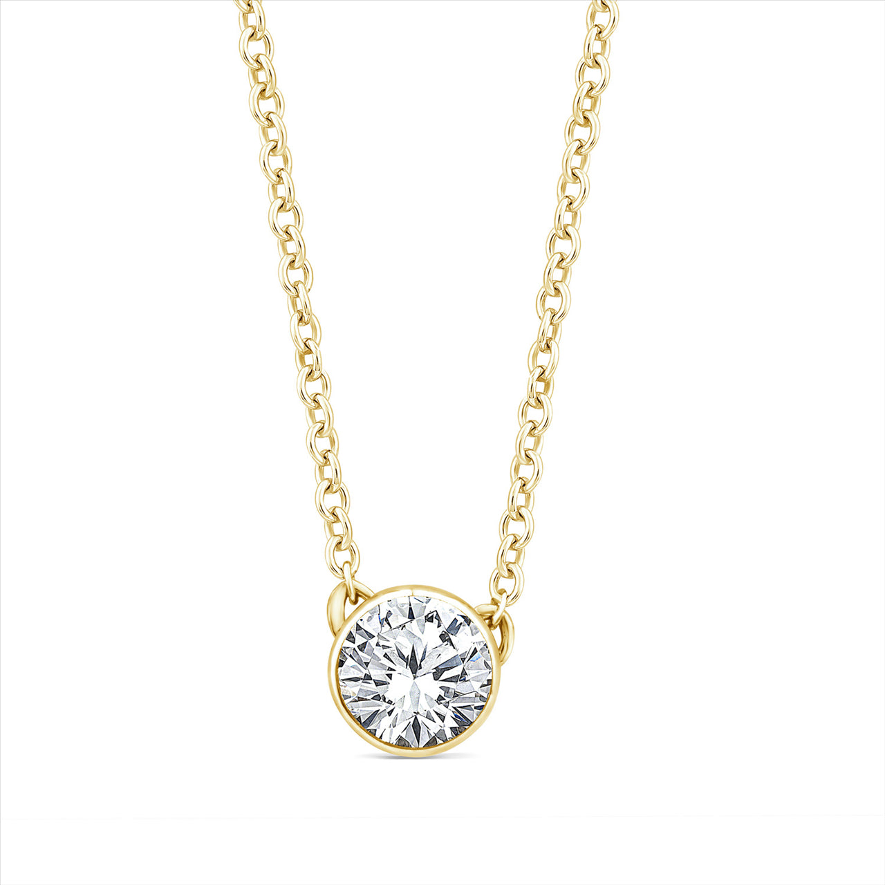 9ct Y/G 0.25ct Lab Grown Diamond Bezel Necklace 40-45cm