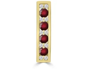 9CT Y/G 0.10CT DIAMOND AND RUBY PENDANT
