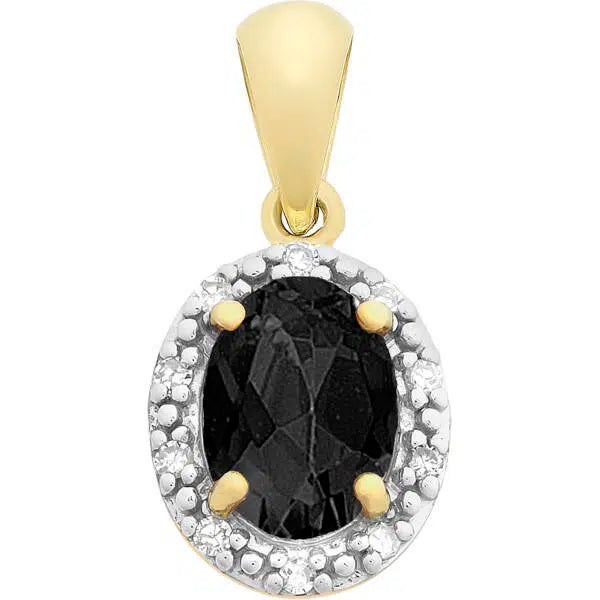 9CT Y/G SAPPHIRE AND DIAMOND PENDANT