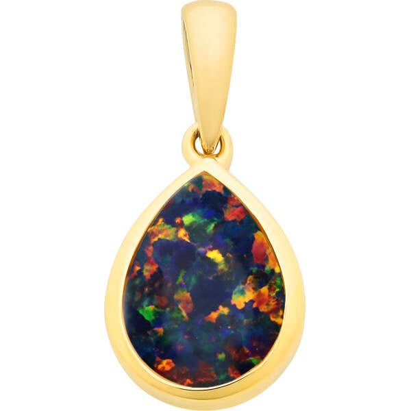 9ct Y/G Lab Grown Opal Pendant