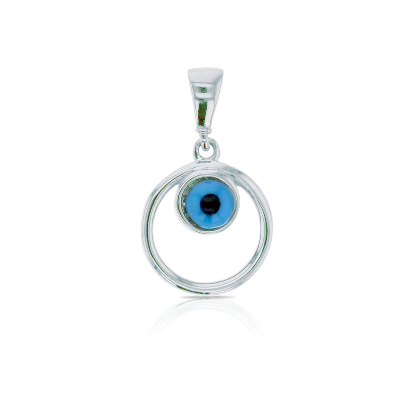 9CT W/G DOUBLE CIRCLE EVIL EYE PENDANT