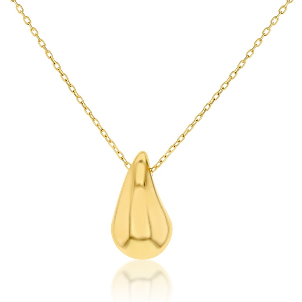 9CT Y/G MEDIUM TEARDROP SLIDING PENDANT ON CHAIN