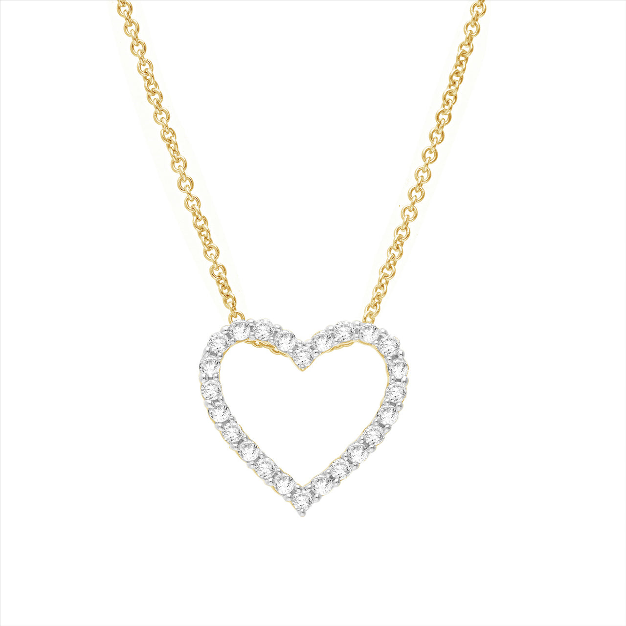 9ct Y/G 0.25ct Lab Grown Diamond Open Heart Necklace 40-45cm