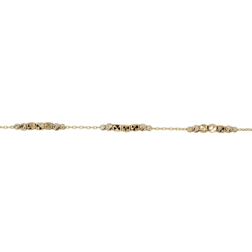 9CT Y/G CHAIN & DIAMOND CUT BALL BRACELET