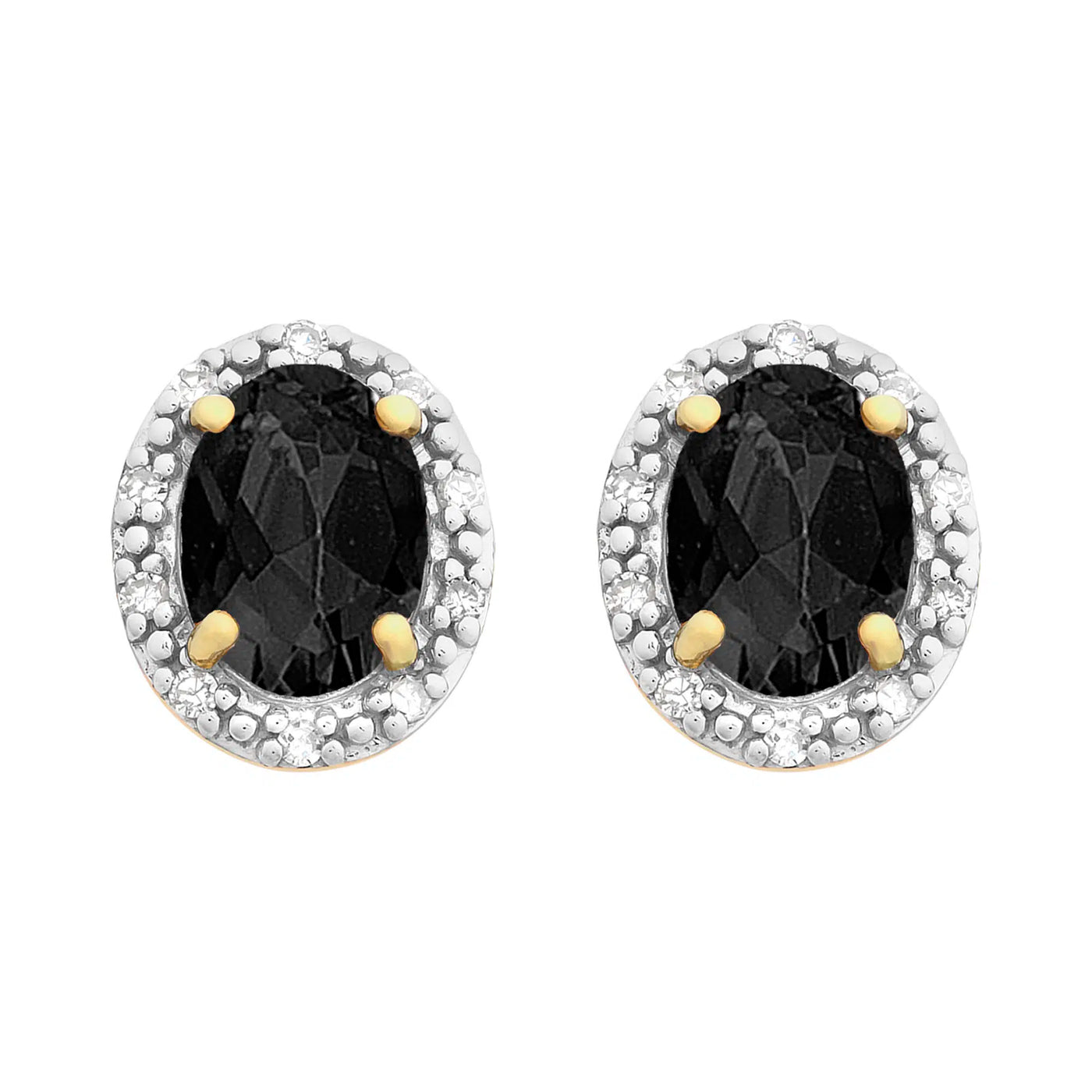 9CT Y/G SAPPHIRE AND DIAMOND STUD EARRINGS