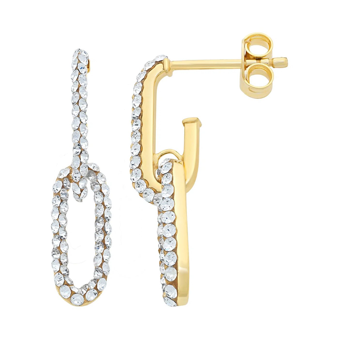 9CT Y/G SILVER FILLED SWAROVSKI CRYSTAL EARRINGS