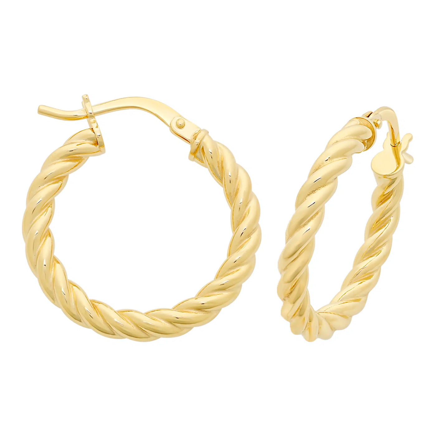 9CT Y/G SILVER FILLED TWIST HOOP EARRINGS 20MM