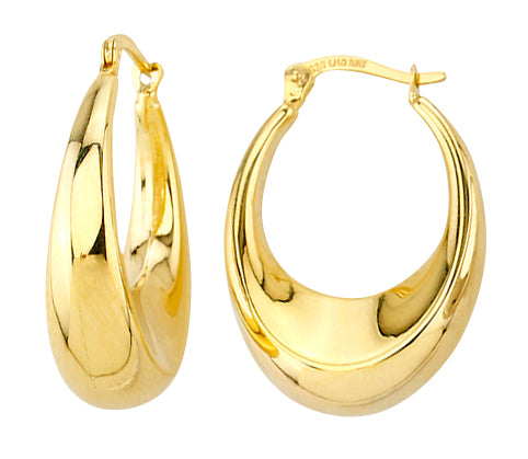 9CT Y/G SILVER BONDED OVAL HOOP EARRINGS