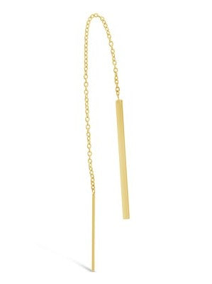 9CT Y/G TUBE BAR THREAD DROP EARRINGS