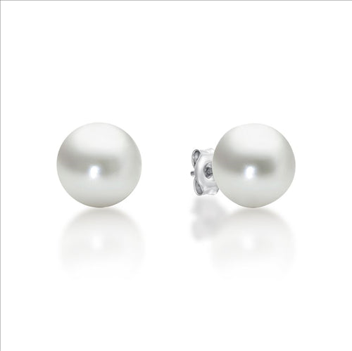 S/S Freshwater Pearl White Button Studs 5-5.5mm