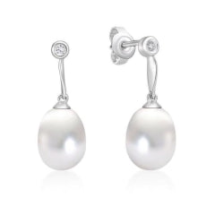S/S C/Z and Freshwater Pearl Drop Studs