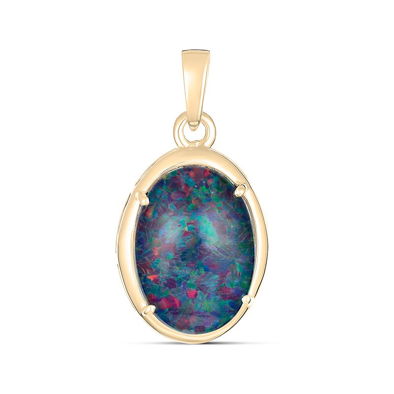 FIREGEM 9CT Y/G OVAL TRIPLET OPAL PENDANT 14X10MM