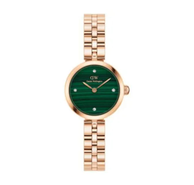 LADIES R/G ROUND MALACHITE WATCH 22MM