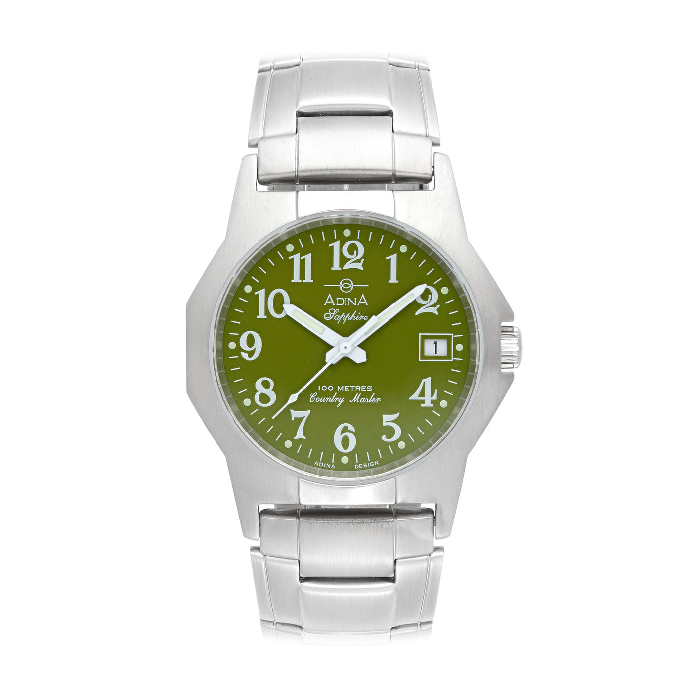 GENTS S/S COUNTRY MASTER GREEN DIAL WATCH 37MM