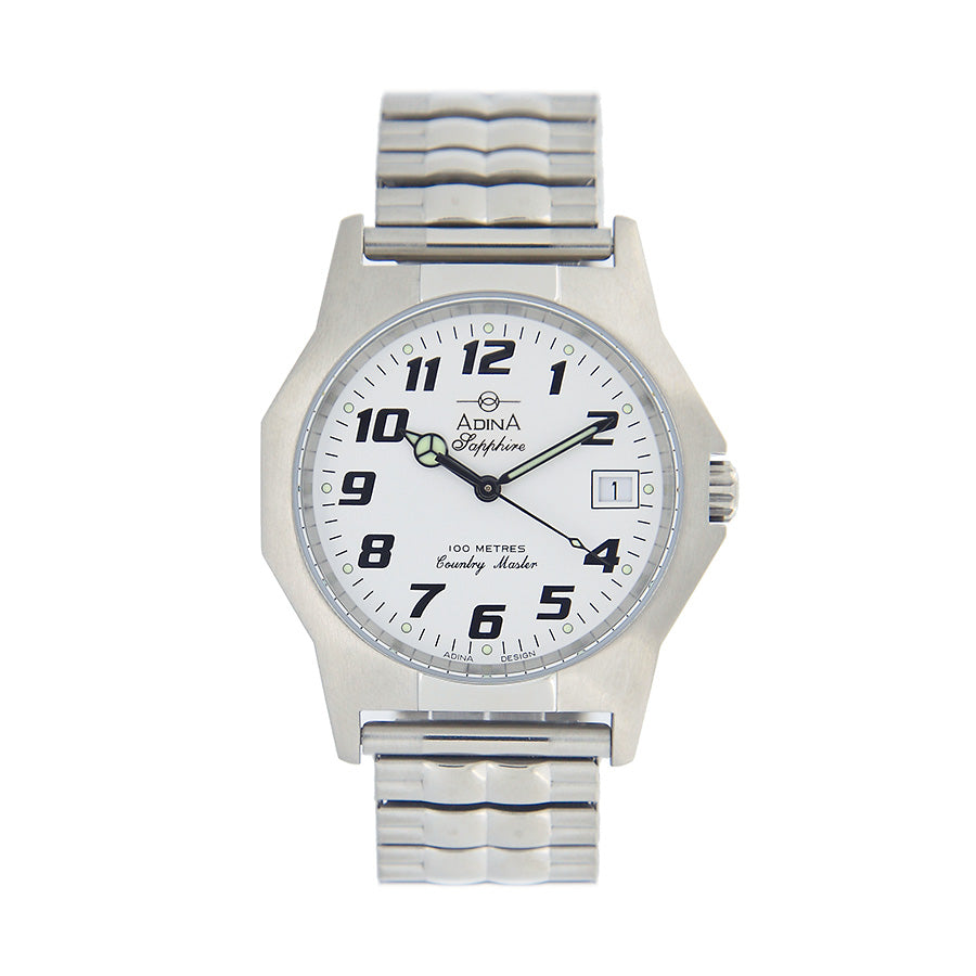 Gents S/S White Country Master Expander Watch 37mm
