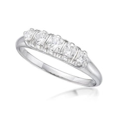 S/S 5 STONE C/Z SLIGHT TAPER RING - SIZE Q