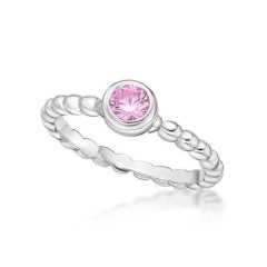 S/S C/Z October Birthstone Bubble Ring - Size O.5