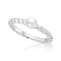 S/S FRESHWATER PEARL BUBBLE RING - SIZE Q