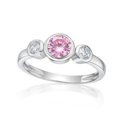 S/S C/Z October Birthstone Ring - Size Q