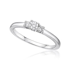 S/S C/Z 3 Stone Ring - Size L