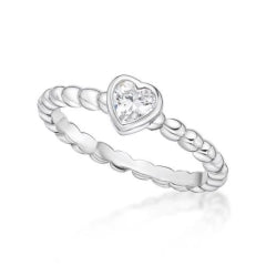 S/S HEART C/Z BUBBLE RING - SIZE O.5