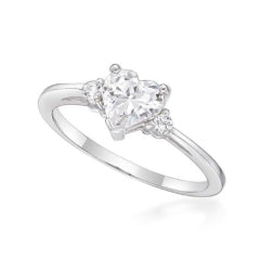 S/S C/Z HEART RING - SIZE L