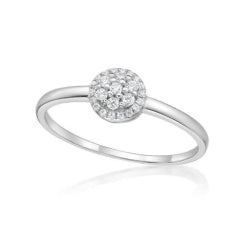 S/S Round Pave C/Z Cluster Ring - Size L
