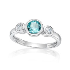 S/S C/Z MARCH BIRTHSTONE RING - SIZE Q