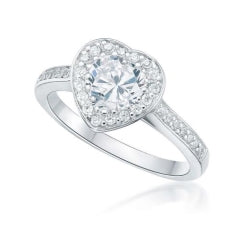 S/S C/Z HEART CLUSTER RING - SIZE R.5
