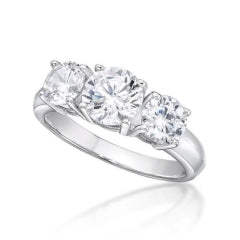 S/S 3 STONE C/Z RING - SIZE R.5