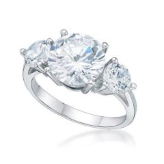 S/S C/Z Ring with 2x 5mm and 1x 9mm C/Z - Size Q