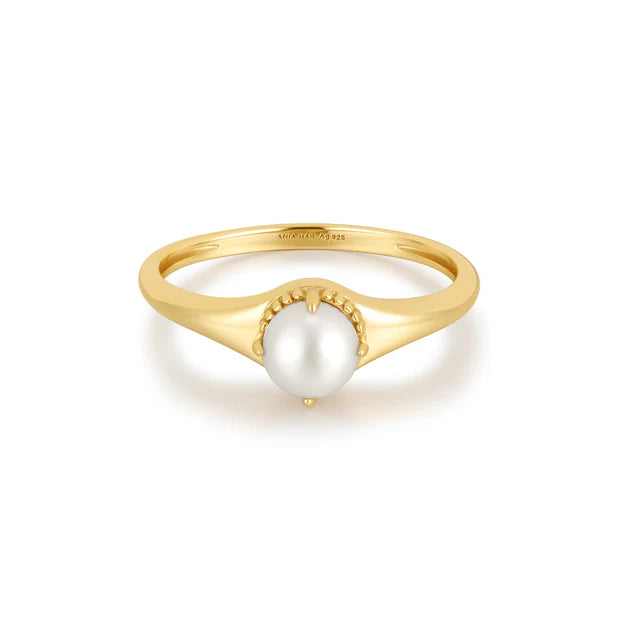 FRESHWATER PEARL STACKING RING - SIZE N.5 - Y/G PLATED