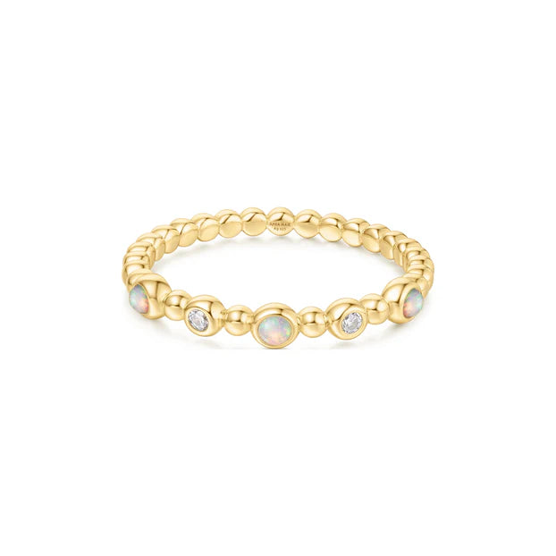 KYOTO OPAL BEZEL BEAD RING - SIZE Q.5 - Y/G PLATED