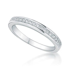 S/S C/Z BEAD SET CHANNEL RING - SIZE R.5