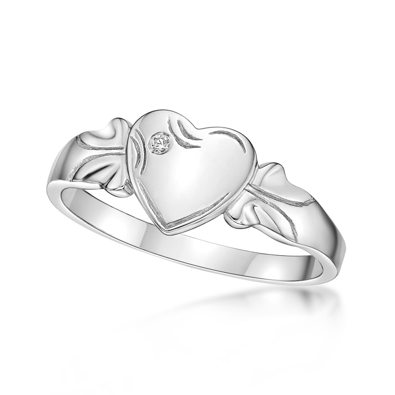 S/S SINGLE HEART SIGNET RING - SIZE I